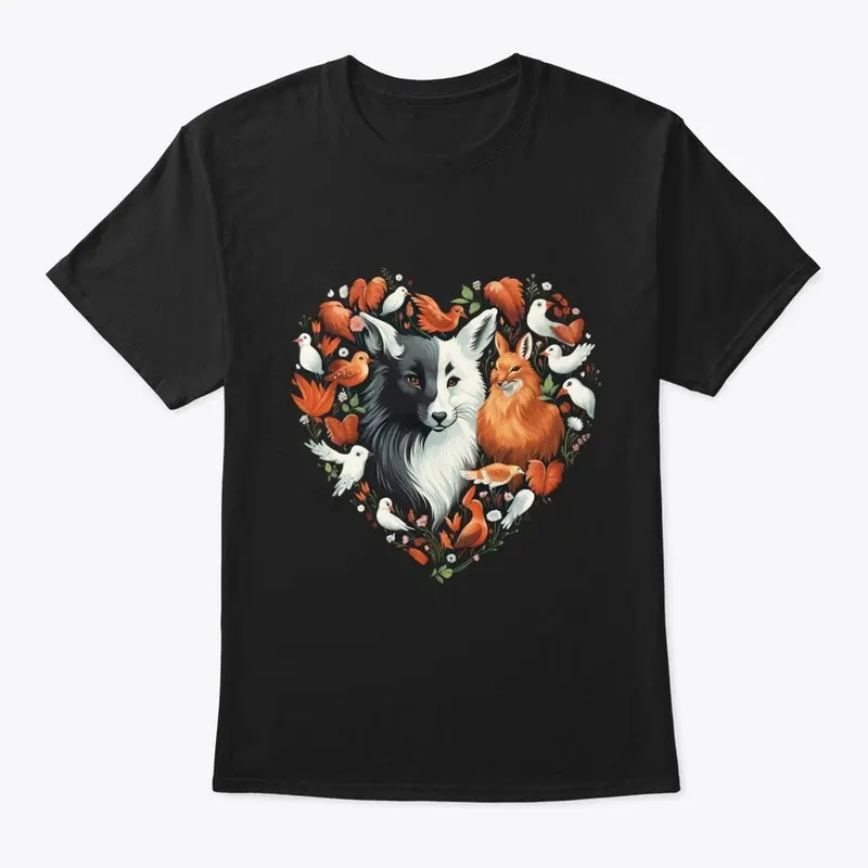 Animal-Infused Heart Shape T-Shirt 